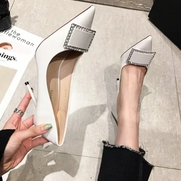 

Women Pump Pointed Toe High Heels Single Shoes Female Summer Patent Leather Wedding Party Woman Gladiator 2020 Stiletto Heel