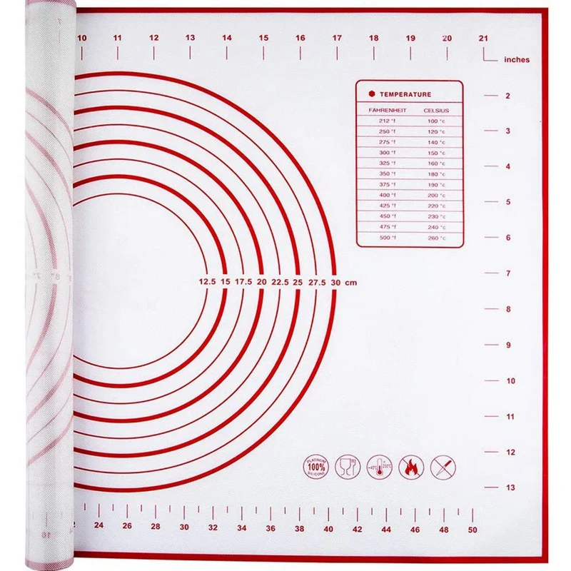 Силиконовый коврик для выпечки со шкалой раскатки теста замеса антипригарный