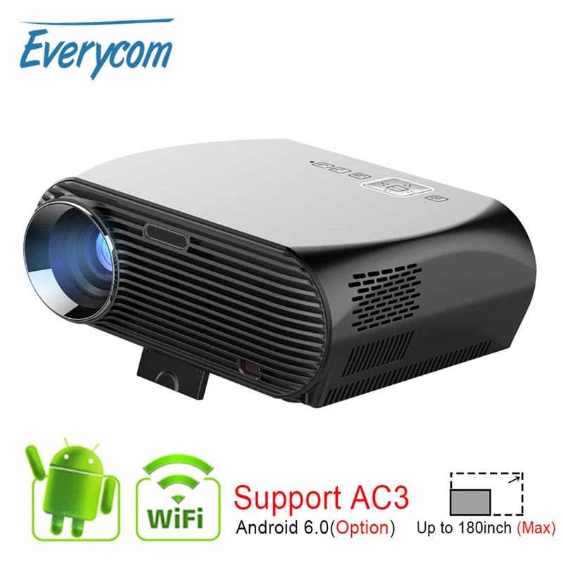 Everycom GP100 до 3500 люмен светодиодный проектор Full HD WiFi Android 4K видео Proyector опция Android Smart WiFi проектор домашний кинотеатр
