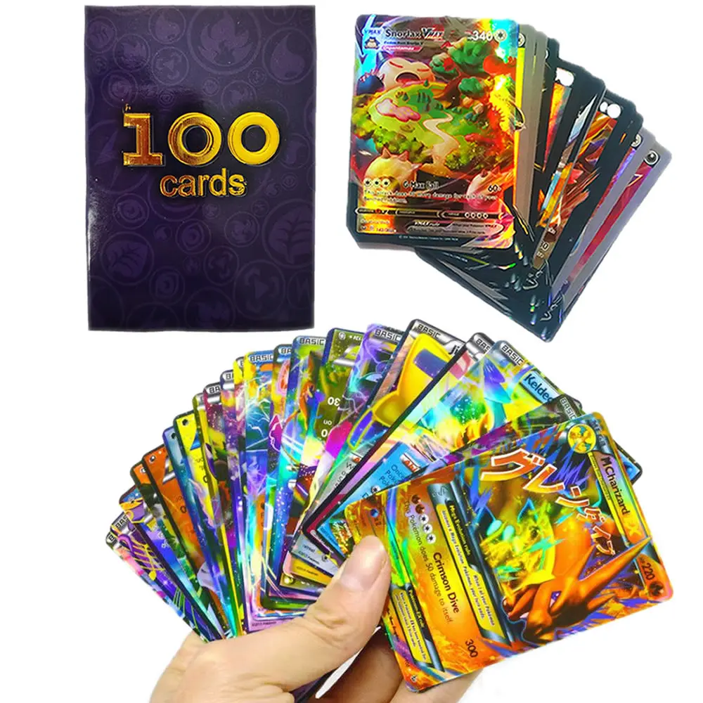 

100PCS/Box Pokemon Cards Pokemones Games EX GX MEGA VMAX Card Booster Battle Card Collectibles English Trading Collection Toys