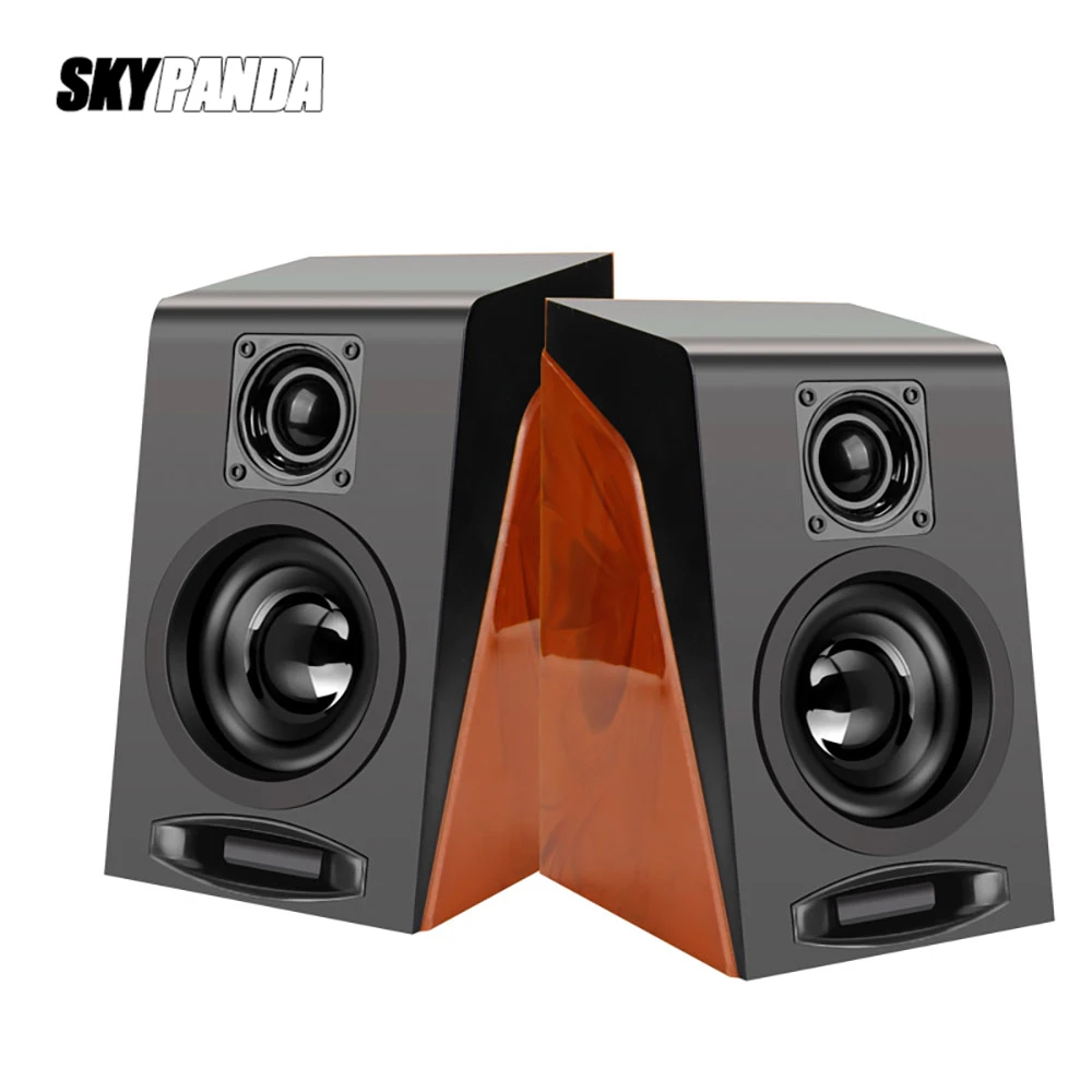 USB Wired Wood Grain Speakers Bass Stereo Subwoofer Sound Box AUX Input Computer Speakers For Desktop PC Phones