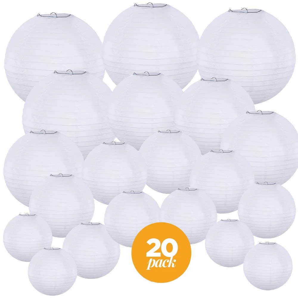 

20 Pack Chinese Papier Lampion Paper Lantern 4-12 inch Hanging Lanterns Ball Wedding Christmas Event Party Decorations