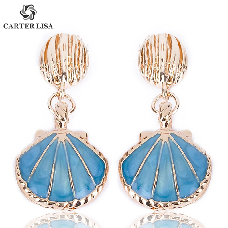 CARTER LISA летние морские металлические серьги-капли из ракушки для женщин девушек