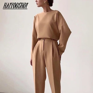 Casual High Waist Khaki Pants Women Summer Spring Brown Ladies Office Trousers Zipper Pocket Solid Female Pencil Pants 2021