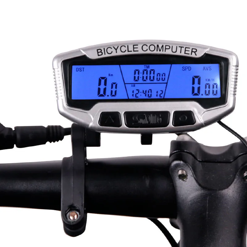 

Bicycle computer English cycling speed odometer blue light bike wired stopeatch speedometer