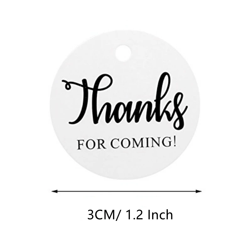 

100Pcs 1.2 Inch ,White Thanks For Coming Cards Hang Tag Labels For Party Favors Gift Package Wedding Baking Small Busieness