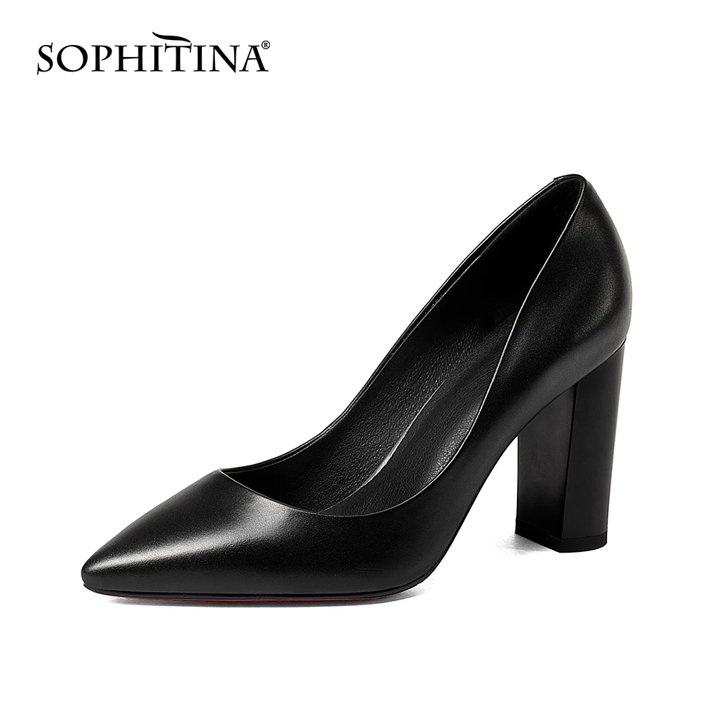 Модные кожаные женские туфли SOPHITINA элегантные и удобные на высоком каблуке