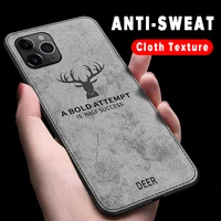 fabric ultra thin canvas phone case for iphone 11 pro xs max x xr 7 8 6 6s plus se 2 2020 soft silicone cloth texture deer cover