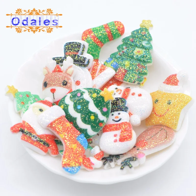 30 шт./лот ремесло Смола Блеск Санта Клаус Рождественская шляпа Лось конфеты