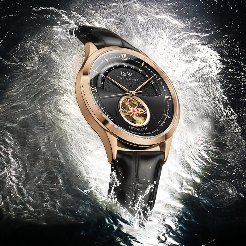 Швейцарские карнавальные Мужские механические часы Tourbillon полностью стальные