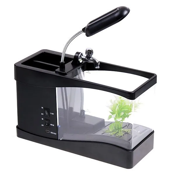 

Multi-purpose Acrylic Fish Tank/Aquarium USB Mini Fish Tank Ecological Small Goldfish Turtle Tank