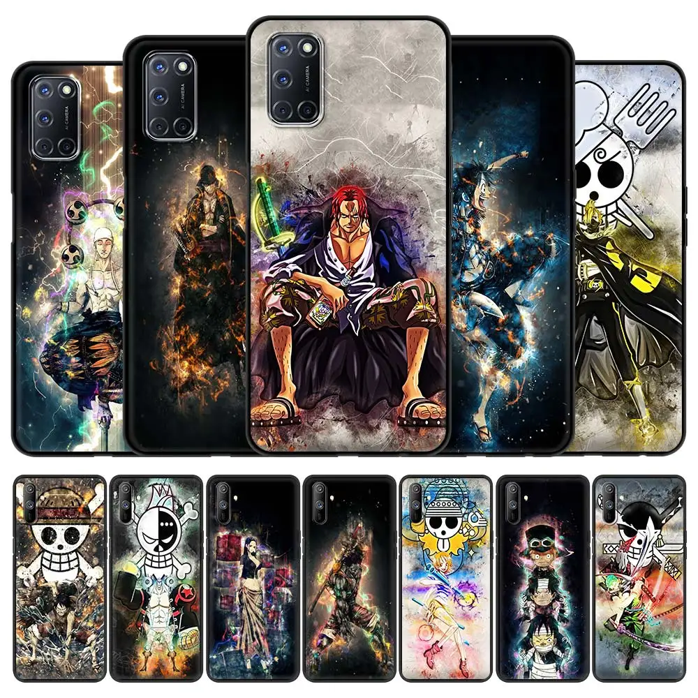 O-One-P-Piece-D-Luffy-Anime-Japan Shockproof Case For Oppo A53 A52 A9 2020 Black Shell For Realme 8 7 6 Pro C3 C21 Phone Cover