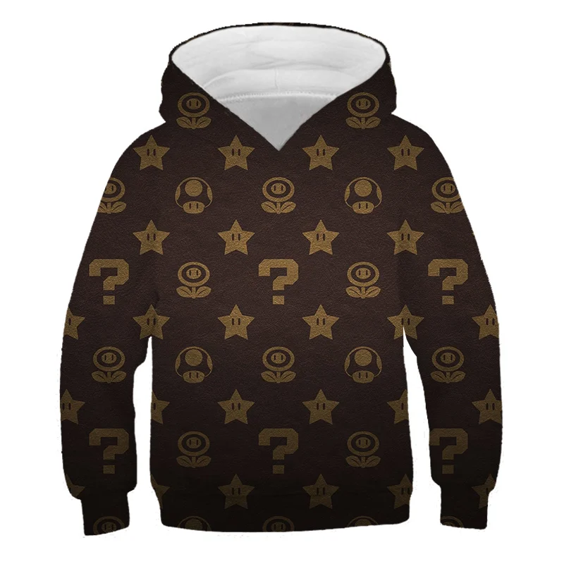 

Autumn Winter Children Mario Game Sweatshirts Polyester Cartoon Print Sweatshirts For Boys Girls 4-14 Years Kids Hoodies Tops