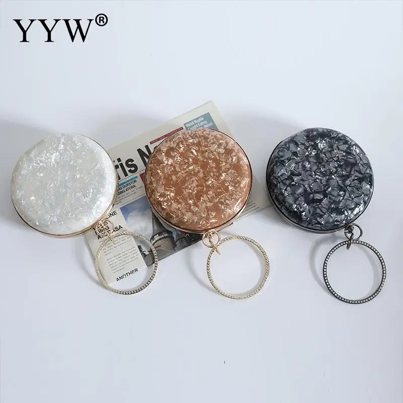 

New Trendy Handbag Brand Fashion Women Handbags Geometric Round Acrylic Luxury Party Prom Evening Bag Woman Casual Box Clutch