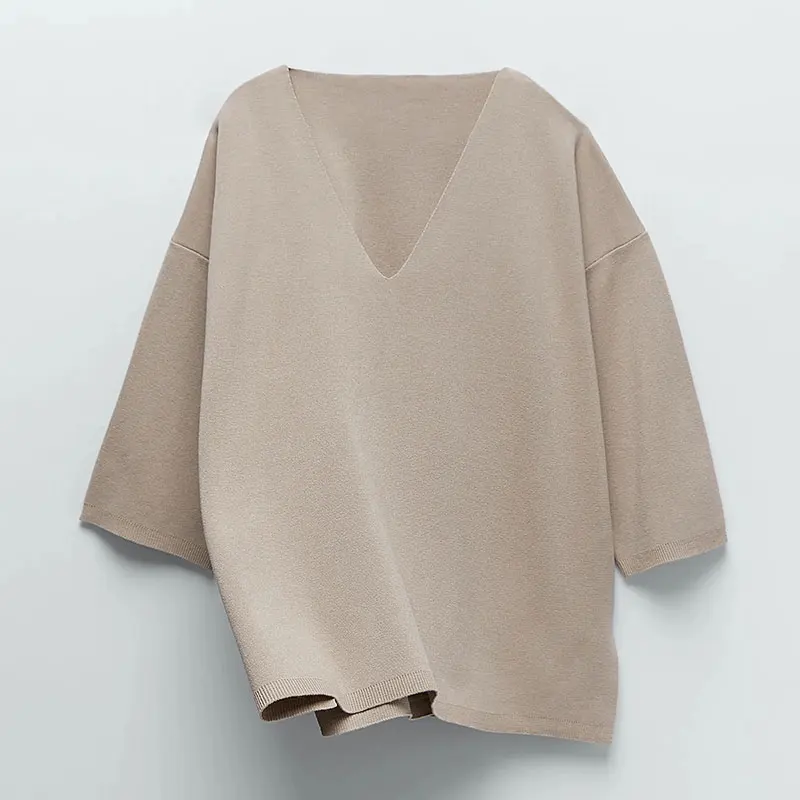 

Women Sweater 2020 New Raglan Sleeve V-neck Knitted Sweater