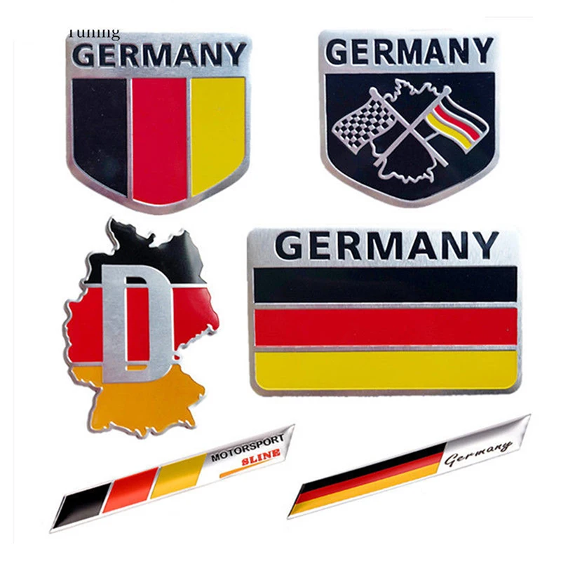 

Deutsch Car Sticker Metal 3D Decal Grille Bumper Window Body Decoration Germany German Flag Badge Emblem