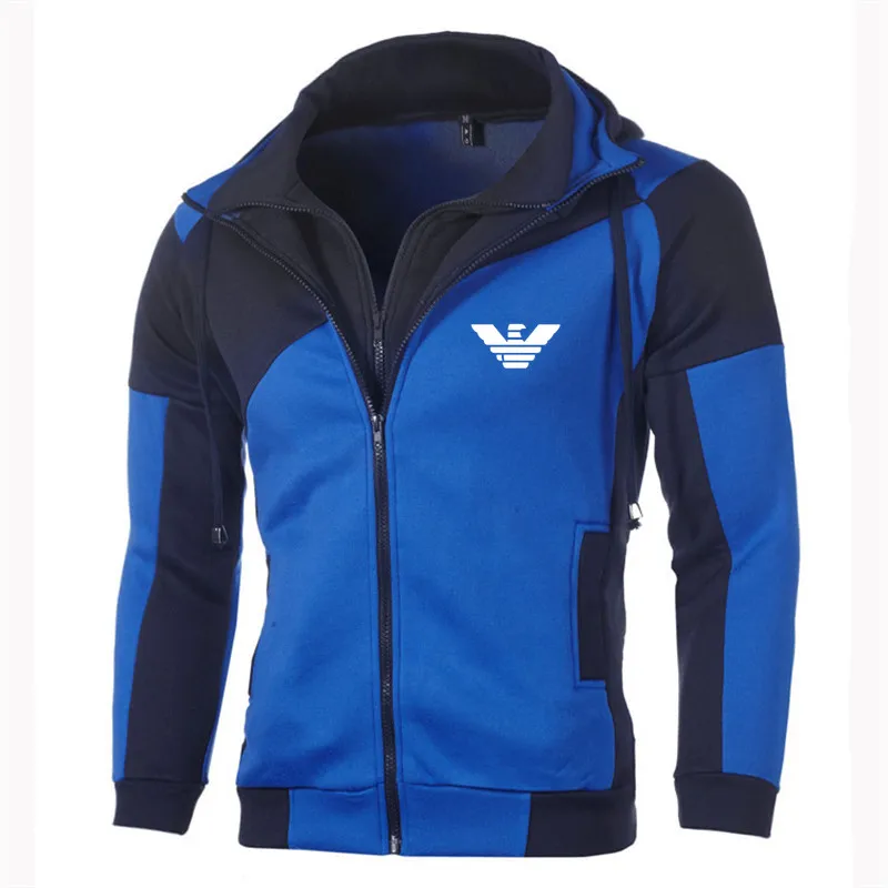 

New Fashion Hoody Jacket Coat Funny Design Autumn Casual Men Hoodies Sweatshirts Splicing Double Layer Zip Cardigan M-3XL