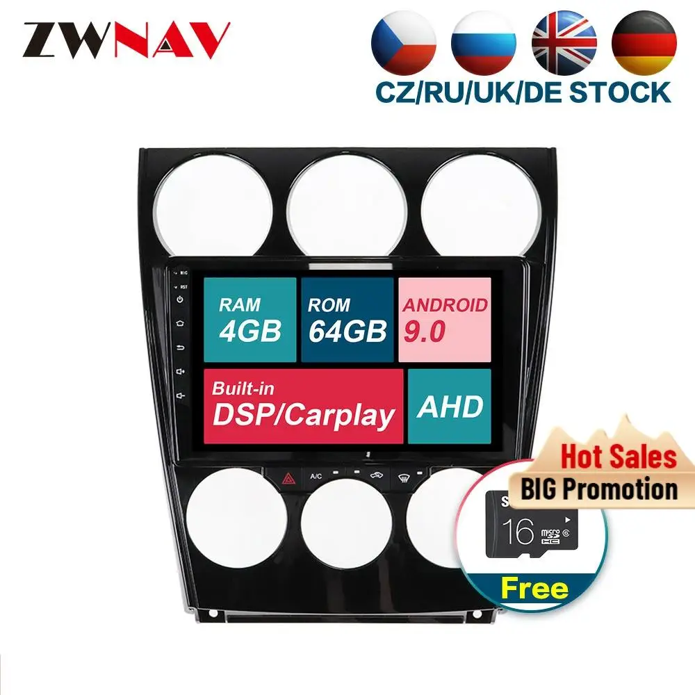DSP carplay 4 + 64 Android 9 0 автомобильный мультимедийный плеер для mazda 6 2006 2012 радио аудио