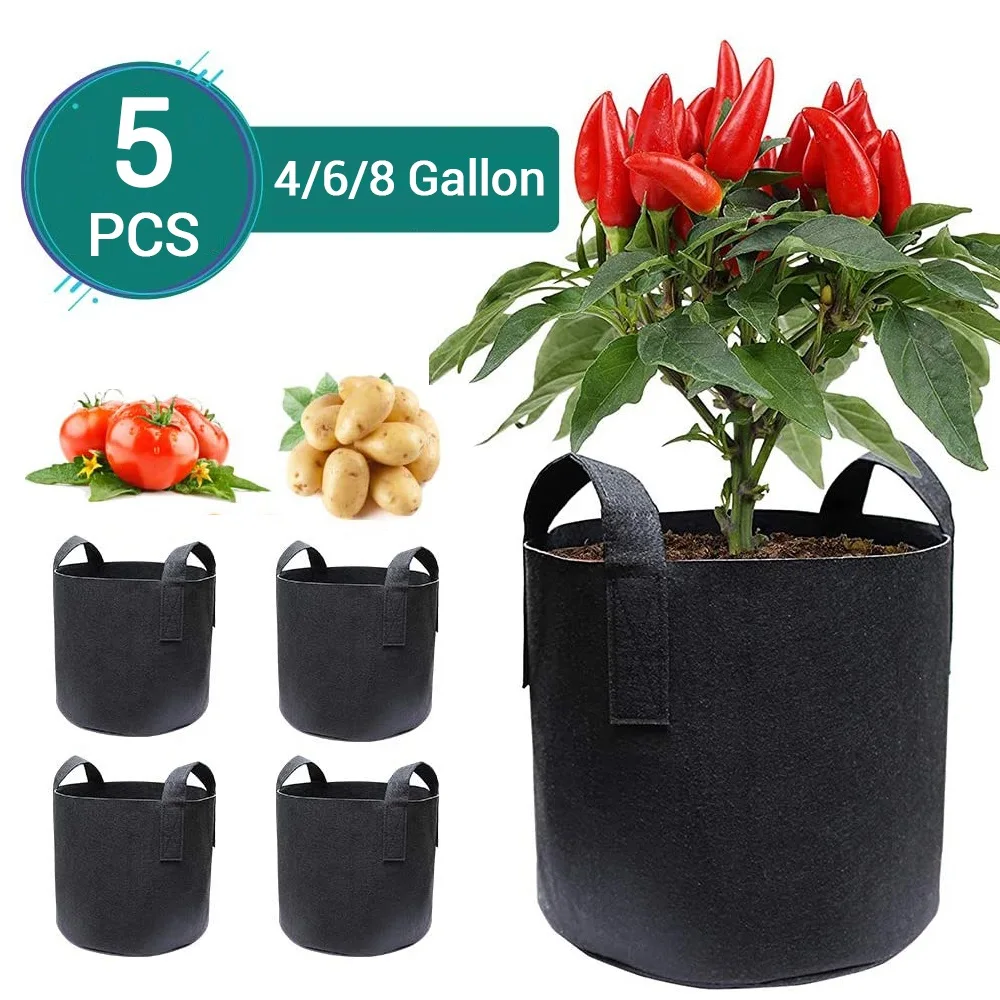 5Pcs большой емкости войлочный мешок расти растительное цветочных растений