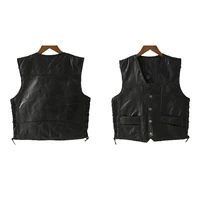 leather vests men sleeveless jackets pu vest male streetwear punk pocket button black brand motorcycle waistcoat jackets coats