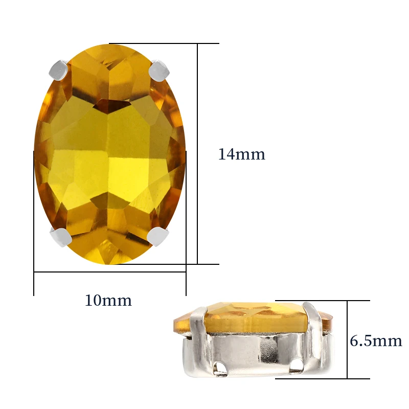 Блестящий светлый топаз 13x18 мм овальные камни для пришивания стразы со стразами