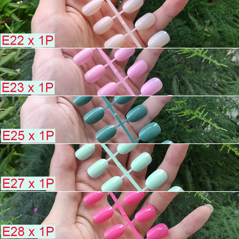 B-5PCs Mix Colors 18 смешанных цветов короткие круглые кончики для Ногтей Полное покрытие накладные кончики для Ногтей пресс на поддельные ногти яркие цвета - Цвет: B-5PCs Mix Colors