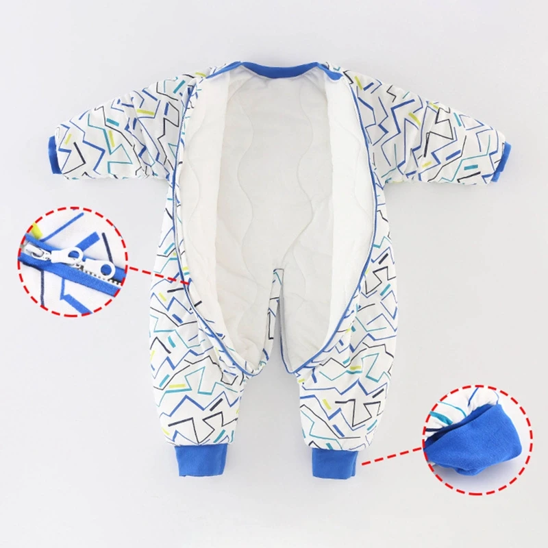 

Baby Straddle Sleeping Bag Detachable Sleeves Sleepwear Autumn Winter Thicken Warm Anti-kick Sleepsack Wearable Jumpsuit
