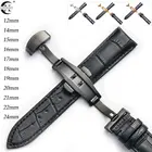 Коричневые Ремешки для наручных часов из натуральной кожи 12-24 мм Универсальные часы с пряжкой-бабочкой ремешок с стальной пряжкой 22 мм 20 мм 18 мм ремешок для часов для мужчин