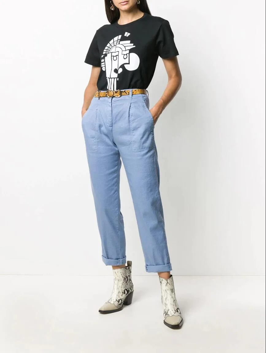 

Women Cotton T Shirt 2021 New Summer Short Sleeve White Black Abstract Horse Head Print Black White O-neck Tee Tops T-shirt