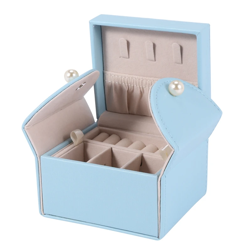

Small Jewelry Box Organizer Microfiber PU Leather Box Storage Case for Earrings Rings Necklaces