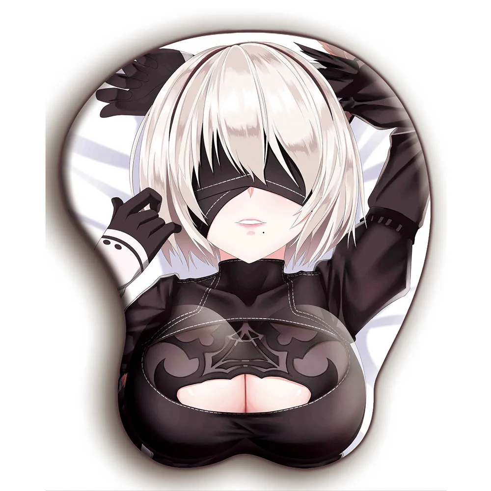 FFFAS NieR:Automata 2B игровой 3D коврик для мыши с нижней частью груди силиконовым гелем