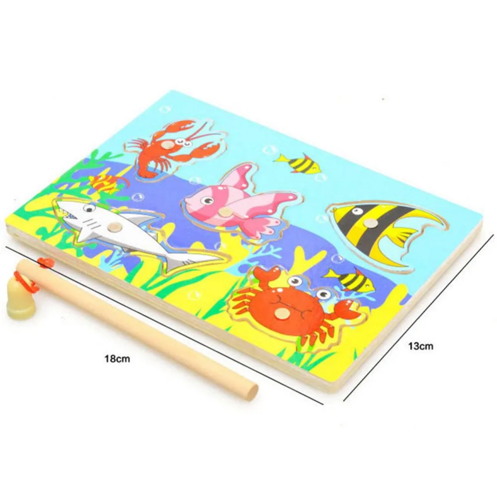 Детская деревянная Магнитная игра для рыбалки 3D пазл интересная детская