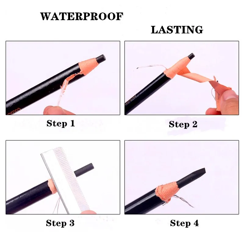 Водостойкий карандаш для бровей без ограничений естественный долговременный микроблейдинг постоянный угольный.