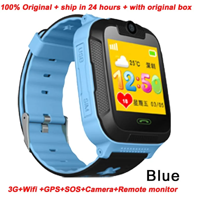 Синий Greentiger TD07S, умные детские часы, 3g сеть, gps, LBS, Wifi, трекер местоположения, SOS циферблат, камера вызова, умные детские часы, IOS, Android - Цвет: Синий