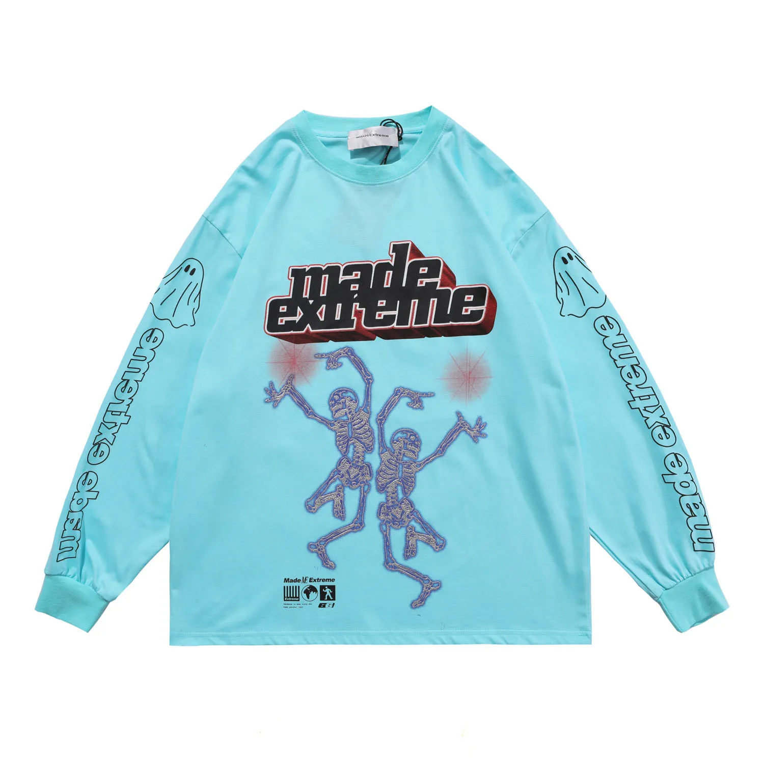 

Men's Streetwear 2021 Autumn and Winter New Printed Long-sleeved Round Neck Hip-hop Loose T-shirt Unisex