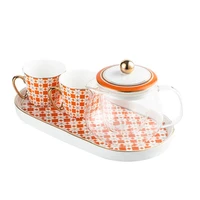 european style light luxury fruit flower tea cup teapot set with filter household heat resistant glass pot afternoon tea tea set