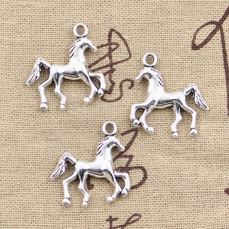 

8pcs Charms Horse Steed 24x21mm Antique Bronze Silver Color Plated Pendants Making DIY Handmade Tibetan Finding Jewelry