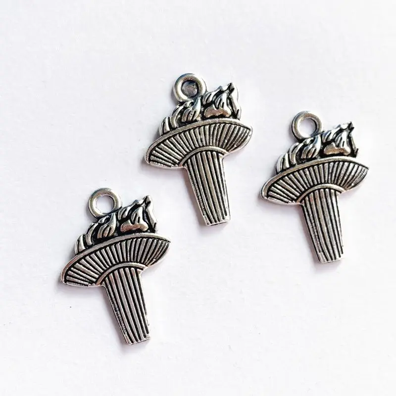 

30pcs/lot Torch Charms Tibetan Silver Color Pendant Aesthetics Accessories Handmade Necklace Findings Jewelry Making Supplies