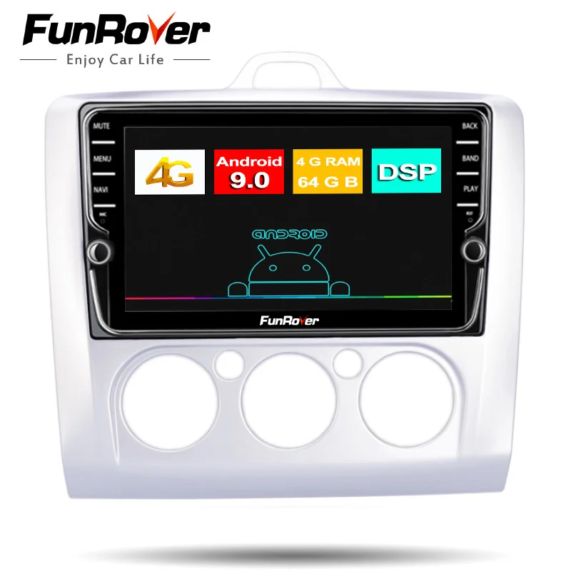 Funrover 8 ядер Android 9,0 2 din автомобильный Dvd Мультимедиа gps navi для фокуса 2 Радио Навигация DSP стерео сплит-экран SIMslot