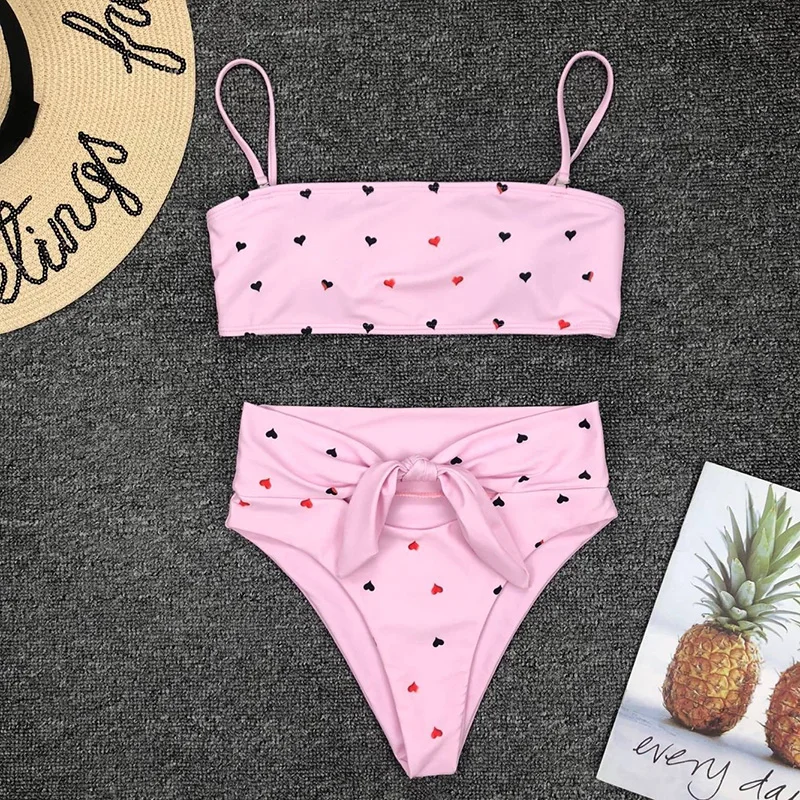 

Sexy Bandeau Bikini 2021 Bandeau Swimwear Women Swimsuit High Waist Bikinis Set Swimming for Women Bathing Suit maillot de bain