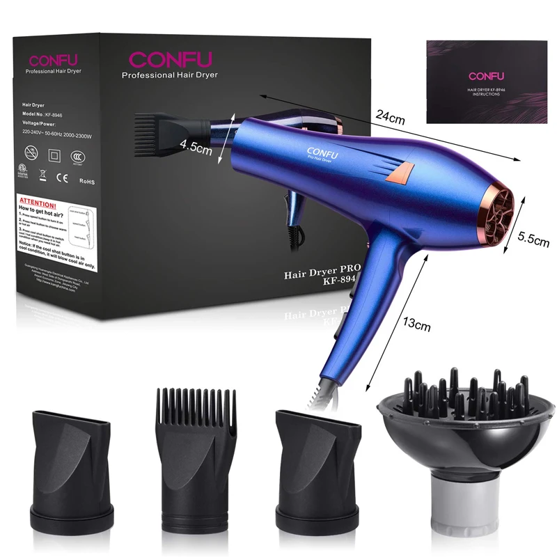

CONFU 2300W Ionic Hair Dryer Professional Hairdryers Ceramic Negative Ionic Blow Dryer Fast Dry Heat Cool Shot for Women Men