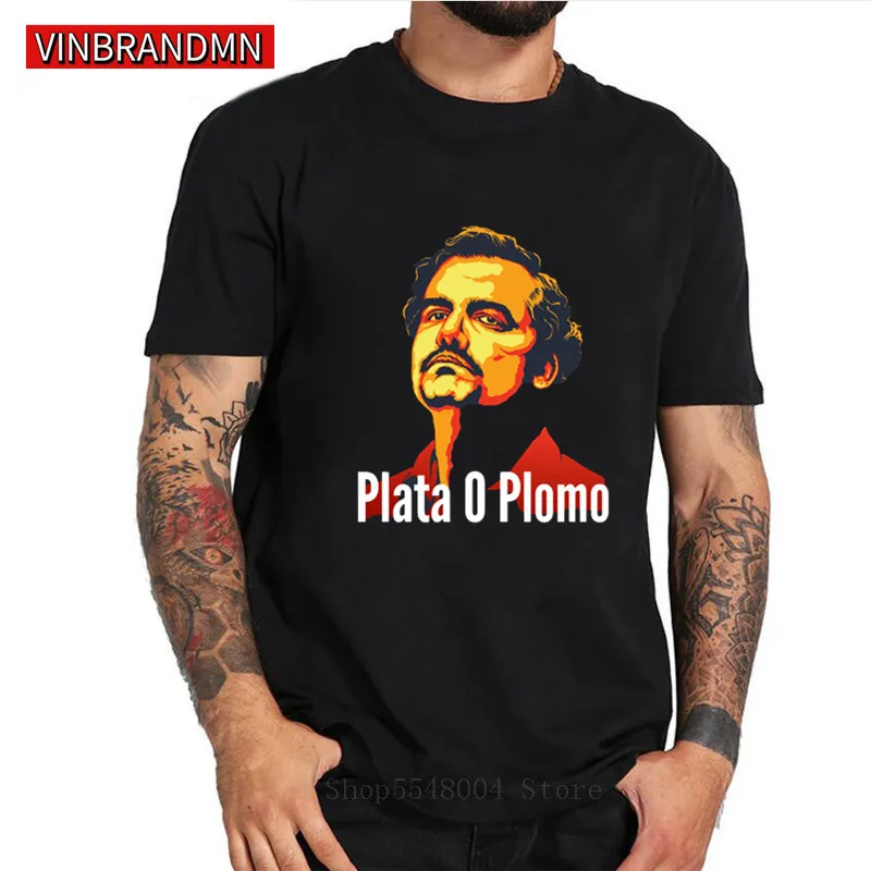 Мужская футболка размера плюс 5XL Plata o Plomo Pablo escoescoescoescoescoescoescoescoescoмужская хлопковая