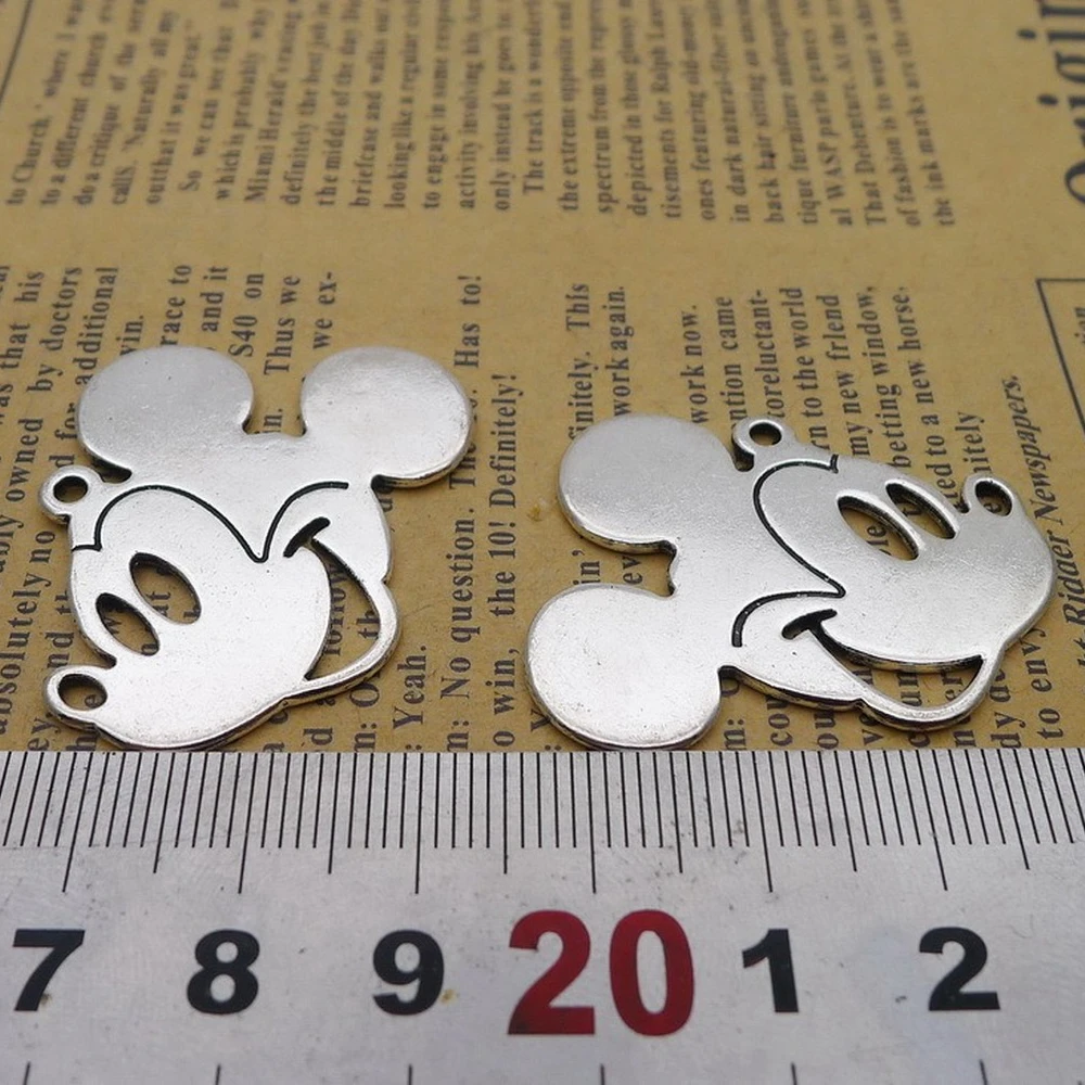 

40pcs Mickey Charms 20mm x 38mm DIY Jewelry Making Pendant antique silver color