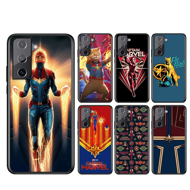 

Phone Case For Samsung Galaxy S21 S20 FE S22 Ultra Pro Lite S10 5G S10E S9 S8 Plus Avengers Captain Marvel Black Soft Cover