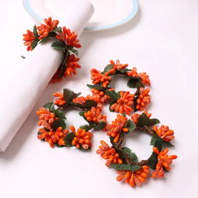 

Christmas Decoration DIY Handmade Berry Wreath Napkin Ring Red Fruit Napkin Buckle Christmas Napkin Ring Home Party Decorations