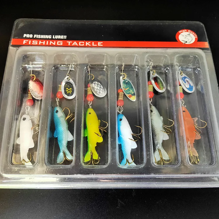 Луя Мягкая приманка из мягкой рыбы Комплект двойной крюк вращающийся блестки