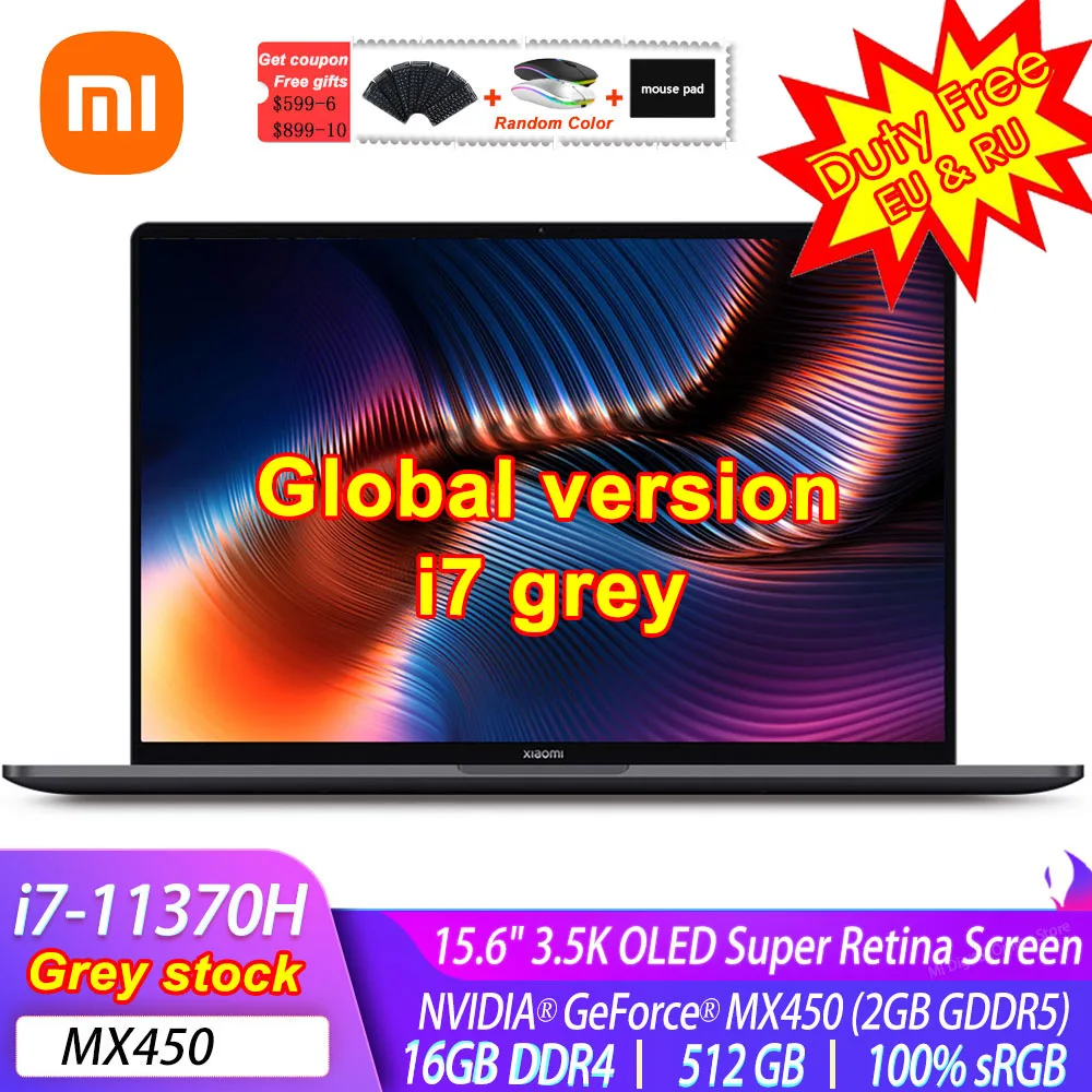 Ноутбук Xiaomi Laptop Pro15 i7-11370H MX450 OLED 2021 K Super Retina Screen 3 5 дюйма 16 ГБ + 15 6 ГБ/ТБ 512 sRGB офисный