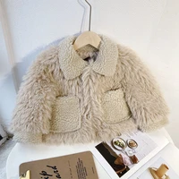 childrens faux rabbit fur coat 2021girls autumn winter jackets baby warm jackets thickened plus velvet kids lamb wool coat