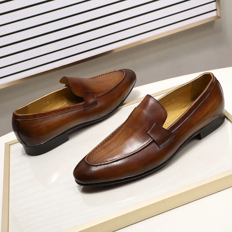 FELIX CHU Designer Fashion Mens Loafers Leather Handmade Black Brown Casual Business Dress Shoes Party Wedding Men's Footwear | Обувь