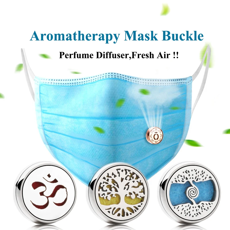 2021 New Aromatherapy Mouth Mask Buckle Brooches Cufflinks 12mm Stainless Steel Locket Perfume Essential Oil Diffuser Face Clip | Красота и